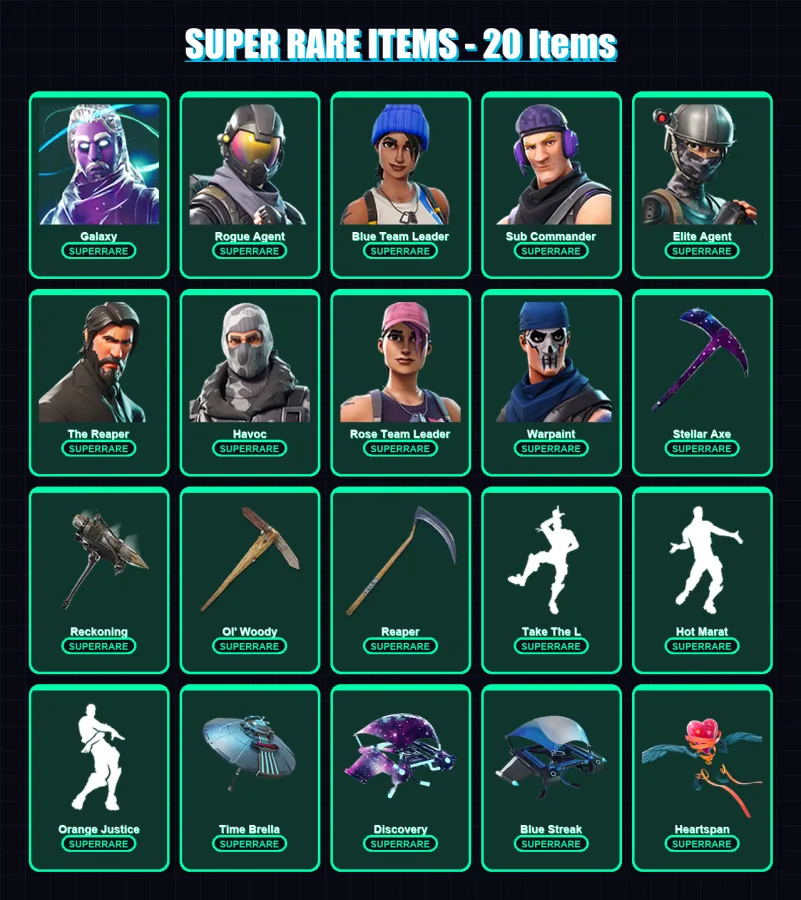 [PS4/PS5/PC] | Galaxy | Rogue Agent | Blue Team Leader | Sub Commander | Elite Agent | 110 skin | 77 pickaxe | 90 emote | 88 glider | Lv1246