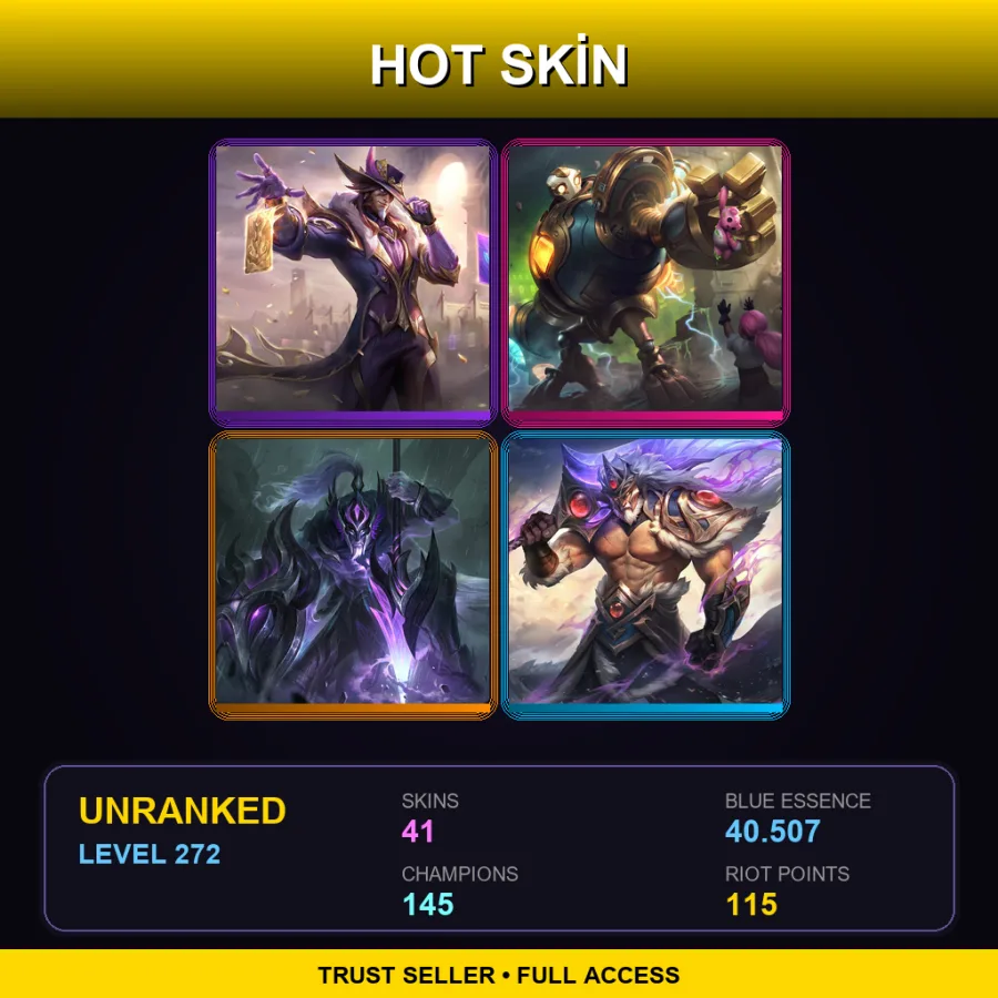 EUNE | Lv272 | Unranked | 41 Skin | 145 Champ — LoL account