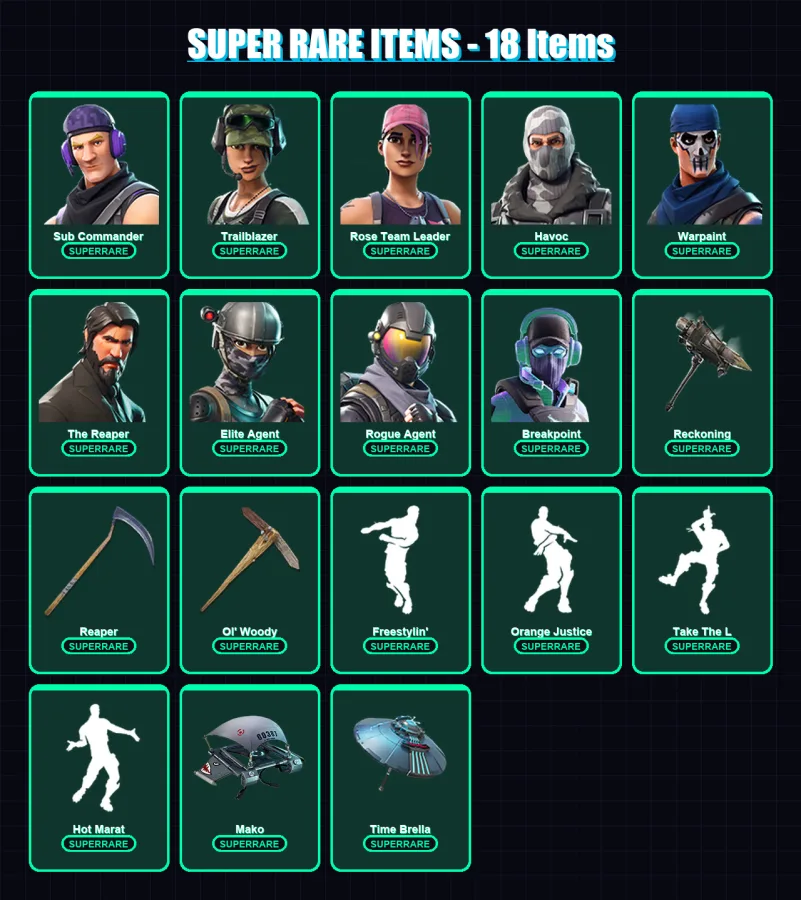 [PC/XBOX] | Sub Commander | Trailblazer | Rose Team Leader | Havoc | Warpaint | 146 skin | 142 pickaxe | 128 emote | 129 glider | Lv1652