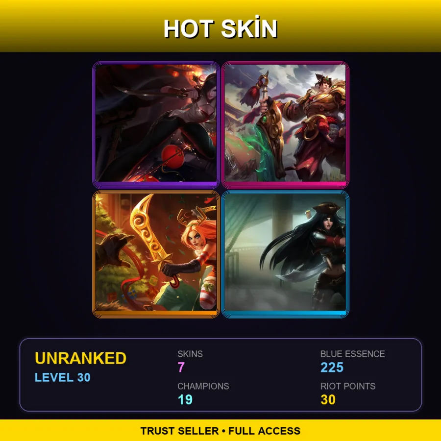 EUW | Lv30 | Unranked | 7 Skin | 19 Champ