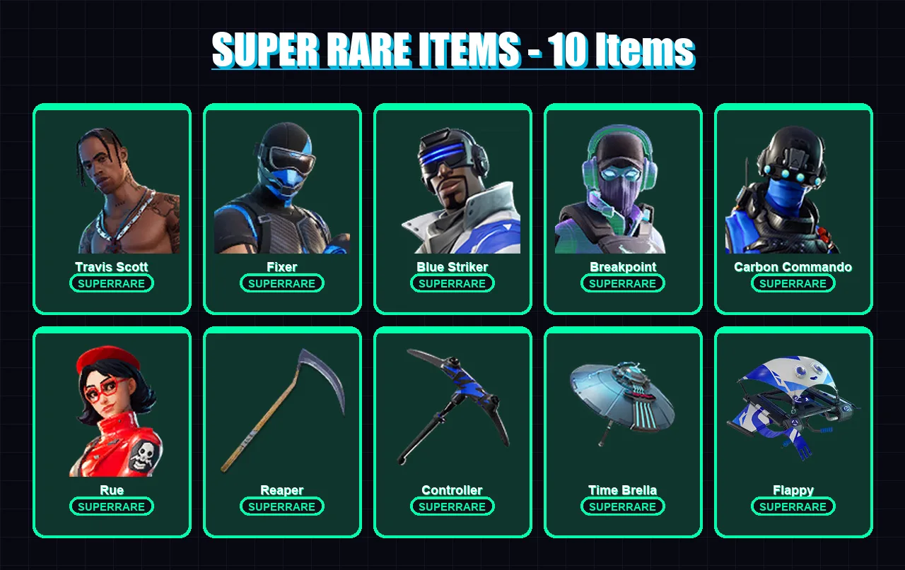 [PC/XBOX/PSN] | Travis Scott | Fixer | Blue Striker | Breakpoint | Carbon Commando | 162 skin | 212 pickaxe | 171 emote | 169 glider | Lv3105 — Fortnite account