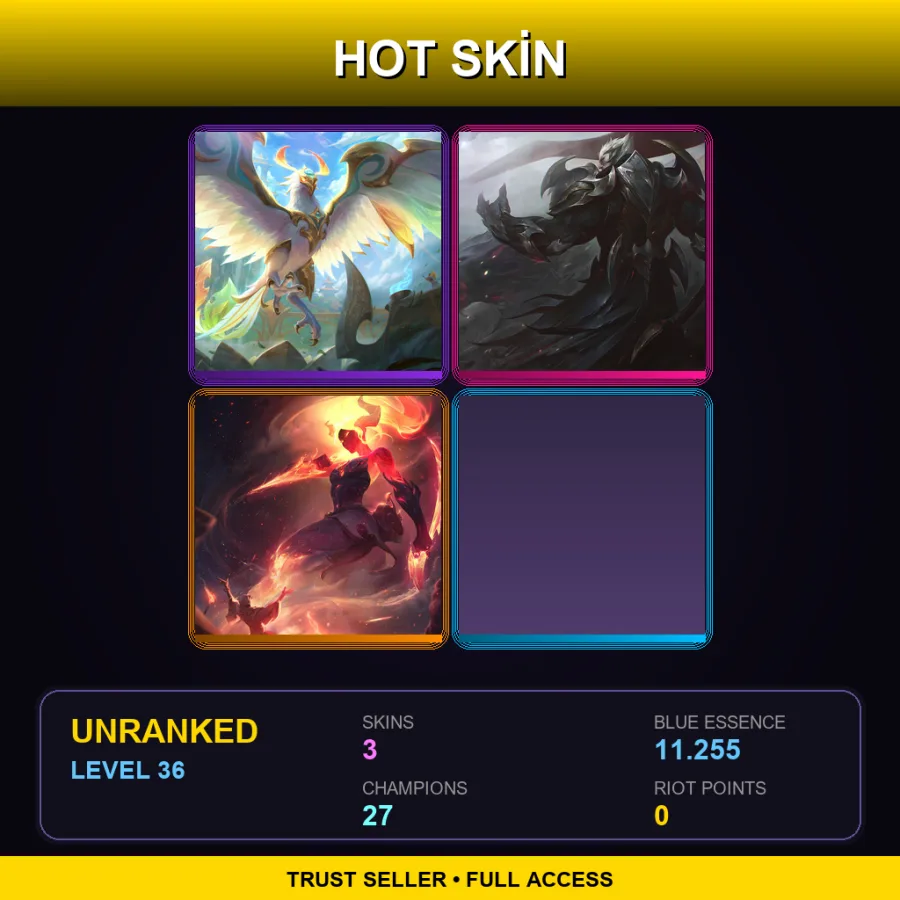 NA | Lv36 | Unranked | 3 Skin | 27 Champ