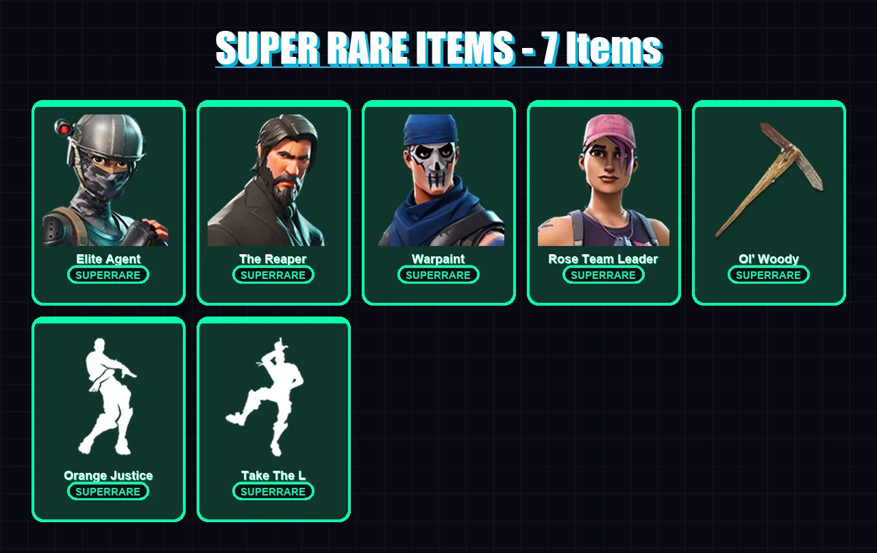 [PC/PSN] | Elite Agent | The Reaper | Warpaint | Rose Team Leader | Valor | 33 skin | 26 pickaxe | 29 emote | 30 glider | Lv492