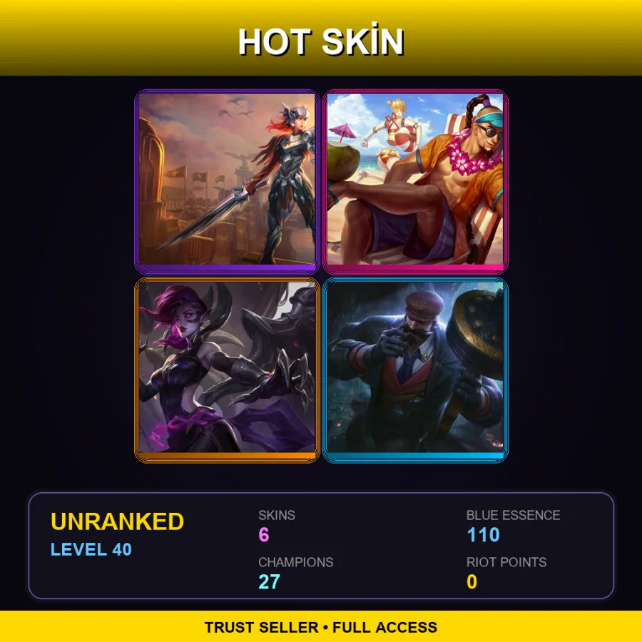 EUNE | Lv40 | Unranked | 6 Skin | 27 Champ