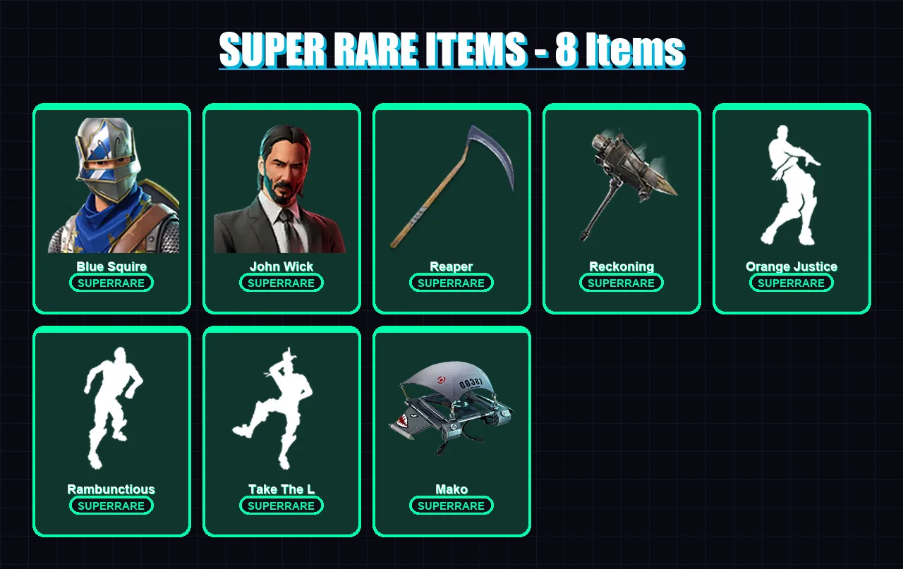[PC/PSN] | Blue Squire | John Wick | Mandalorian | Valor | Wild Card | 27 skin | 17 pickaxe | 18 emote | 18 glider | Lv208