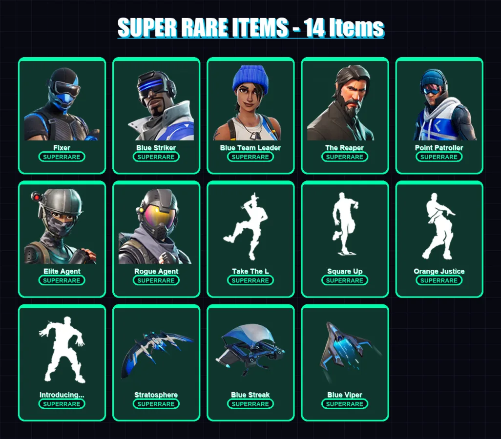 [SWITCH/XBOX/PC] | Fixer | Blue Striker | Blue Team Leader | The Reaper | Point Patroller | 44 skin | 47 pickaxe | 53 emote | 52 glider | Lv712