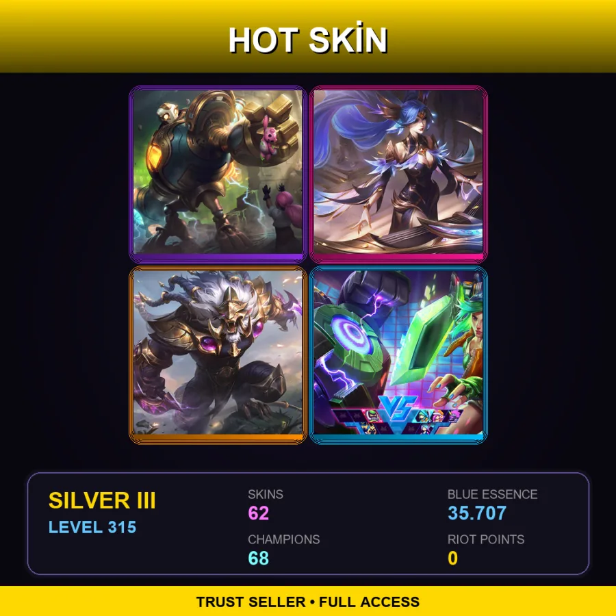 LAN | Victorious Blitzcrank | Victorious Sona | Victorious Rengar | Arcade Riven | 62 Skin | 68 Champ | Silver III | Lv315