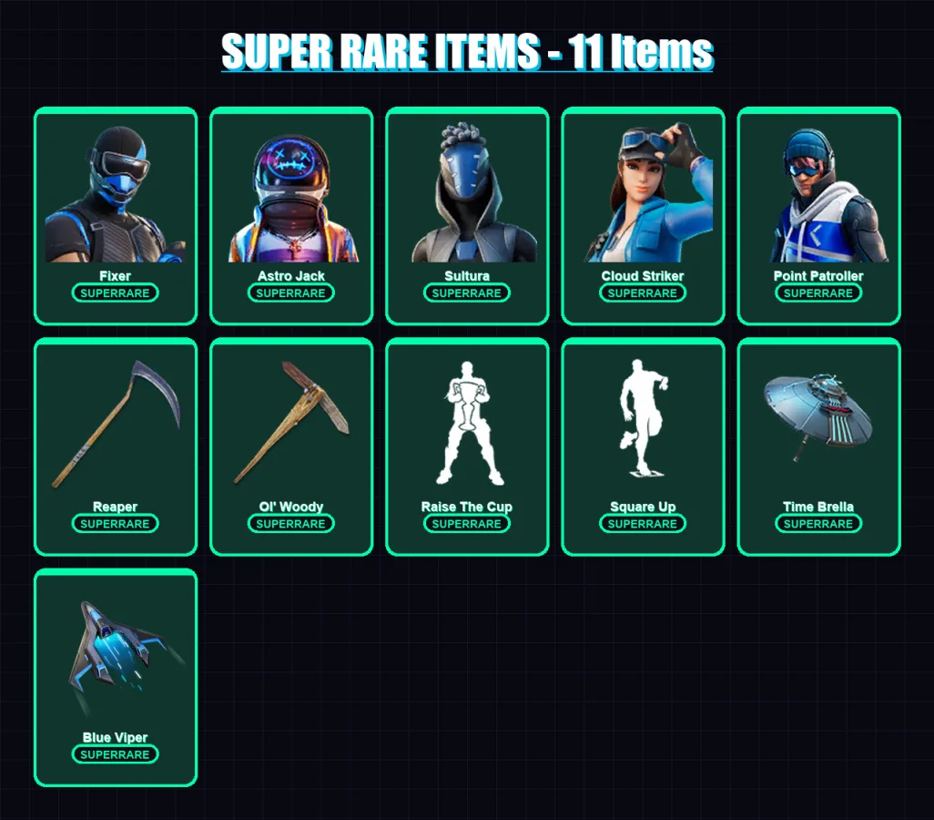 [PC/XBOX/PSN] | Fixer | Astro Jack | Sultura | Cloud Striker | Point Patroller | 306 skin | 325 pickaxe | 226 emote | 210 glider | Lv3766
