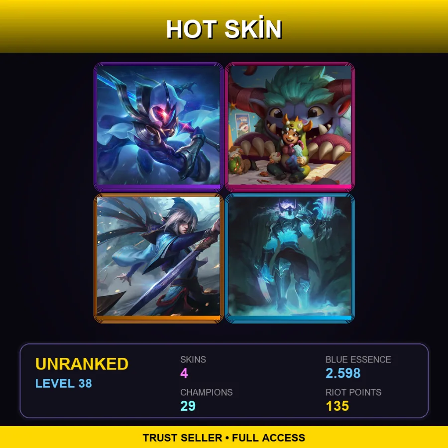 SG | Lv38 | Unranked | 4 Skin | 29 Champ