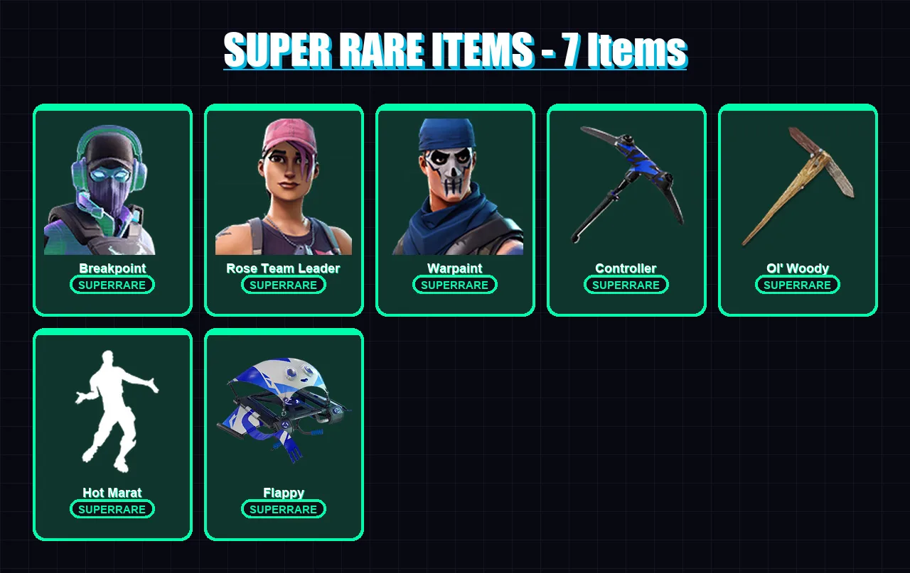 [PS4/PS5/PC] | Breakpoint | Rose Team Leader | Warpaint | Deadpool | Singularity | 54 skin | 56 pickaxe | 73 emote | 69 glider | Lv803 — Fortnite account