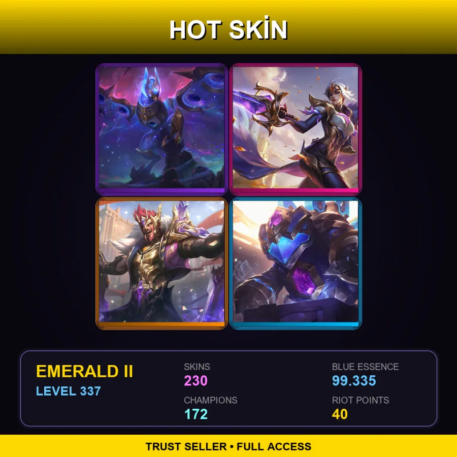 EUW | Lv337 | Emerald II | 230 Skin | 172 Champ