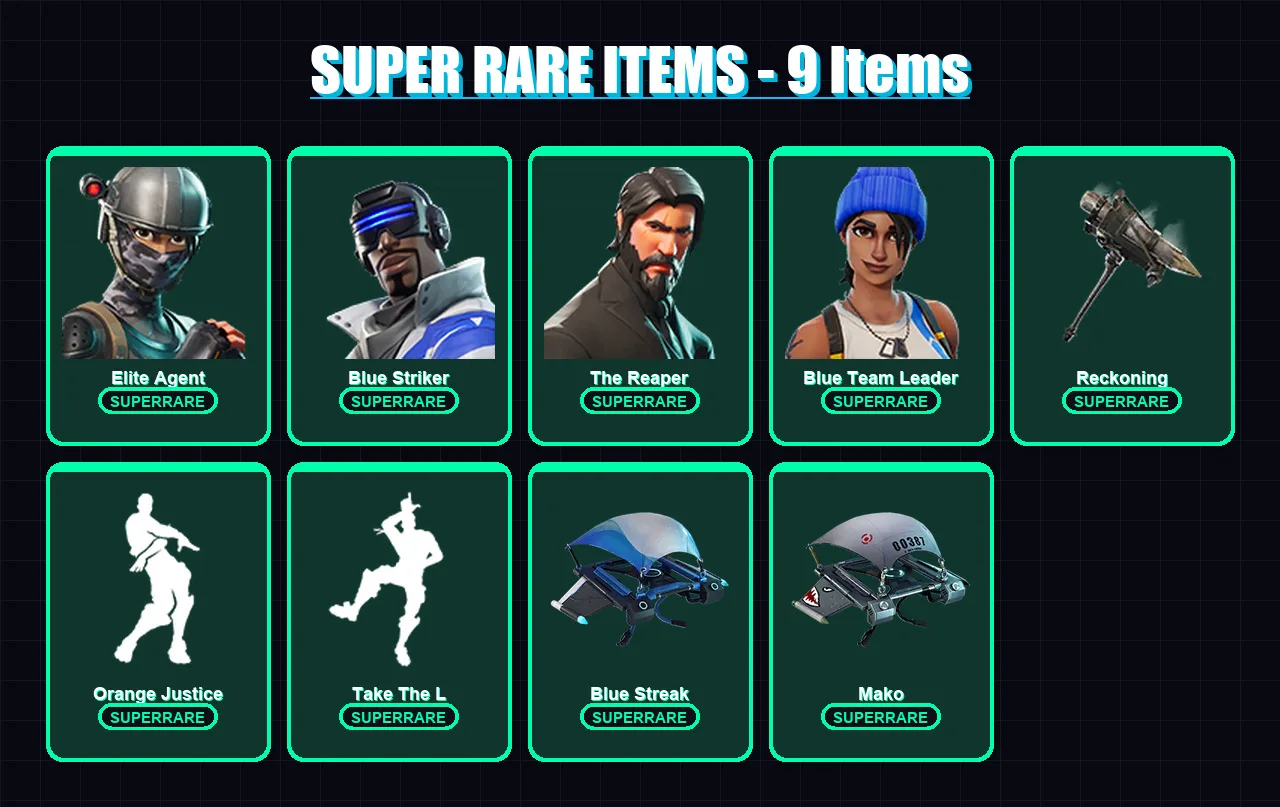 [PS4/PS5/XBOX/PC] | Elite Agent | Blue Striker | The Reaper | Blue Team Leader | Dark Voyager | 32 skin | 24 pickaxe | 34 emote | 38 glider | Lv532