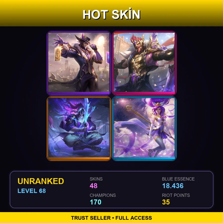 VN | Victorious Twisted Fate | Victorious Draven | Spirit Blossom Master Yi | Star Guardian Janna | 48 Skin | 170 Champ | Lv68