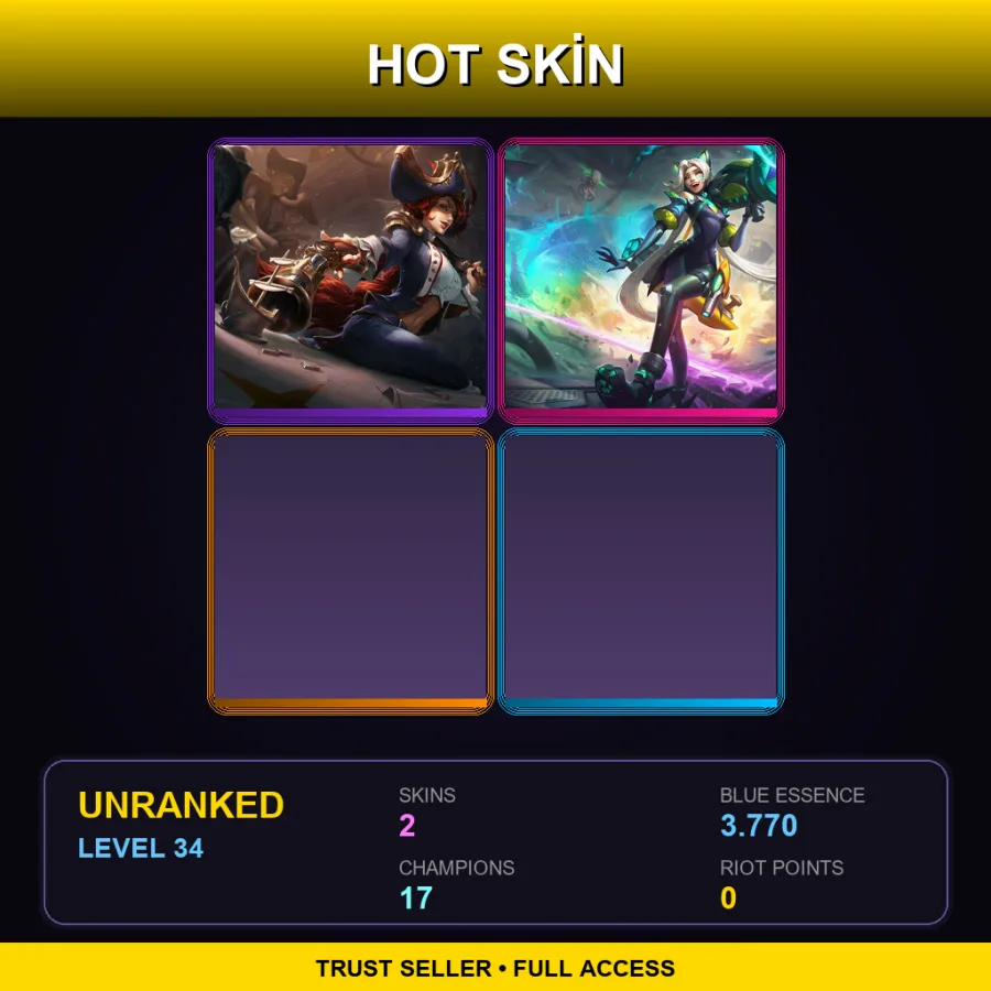 EUW | Lv34 | Unranked | 2 Skin | 17 Champ — LoL account