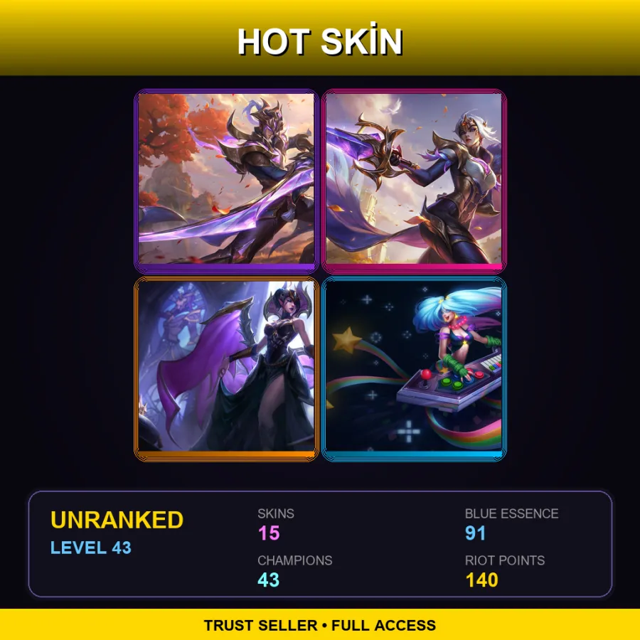 NA | Lv43 | Unranked | 15 Skin | 43 Champ