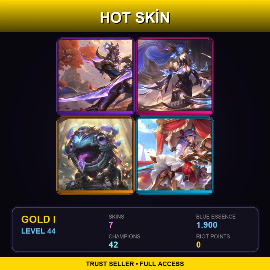 EUW | Lv44 | Gold I | 7 Skin | 42 Champ — LoL account