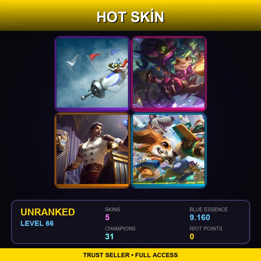 EUW | Lv66 | Unranked | 5 Skin | 31 Champ