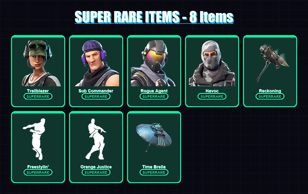 [PC/XBOX/PSN] | Trailblazer | Sub Commander | Rogue Agent | Havoc | Enforcer | 45 skin | 41 pickaxe | 45 emote | 44 glider | Lv602
