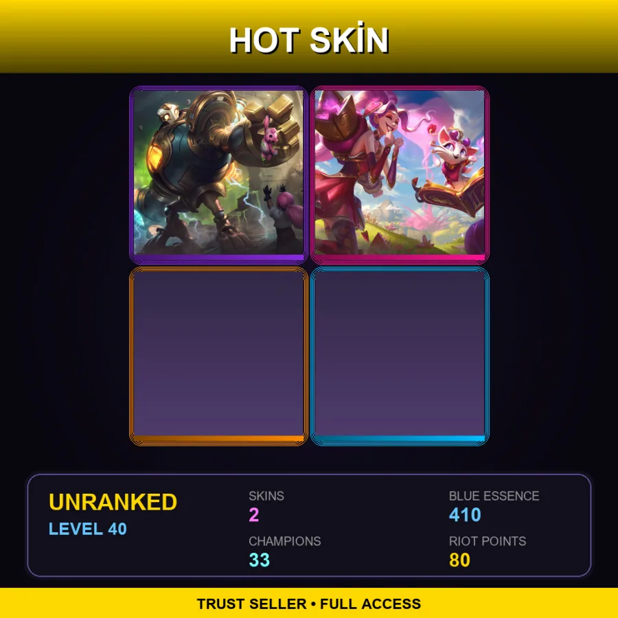 EUW | Lv40 | Unranked | 2 Skin | 33 Champ — LoL account