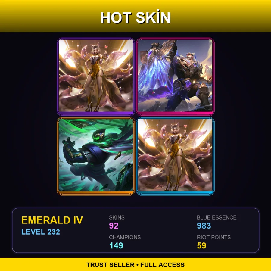 BR | Lv232 | Emerald IV | 92 Skin | 149 Champ