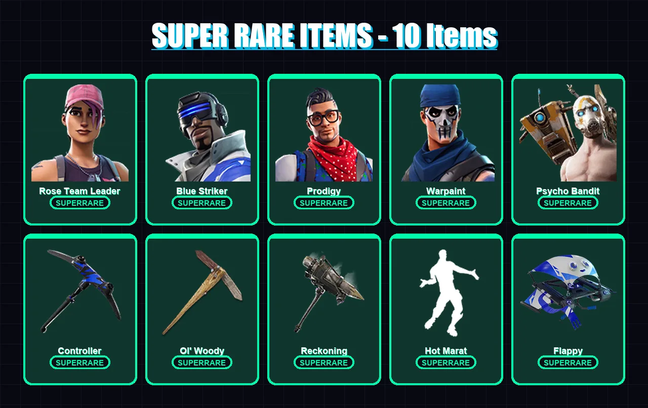 [PC/XBOX/PSN] | Rose Team Leader | Blue Striker | Prodigy | Warpaint | Psycho Bandit | 33 skin | 25 pickaxe | 41 emote | 34 glider | Lv375 — Fortnite account