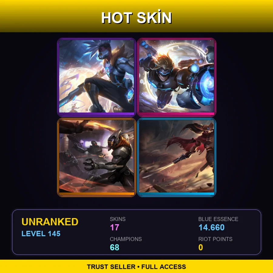NA | Lv145 | Unranked | 17 Skin | 68 Champ