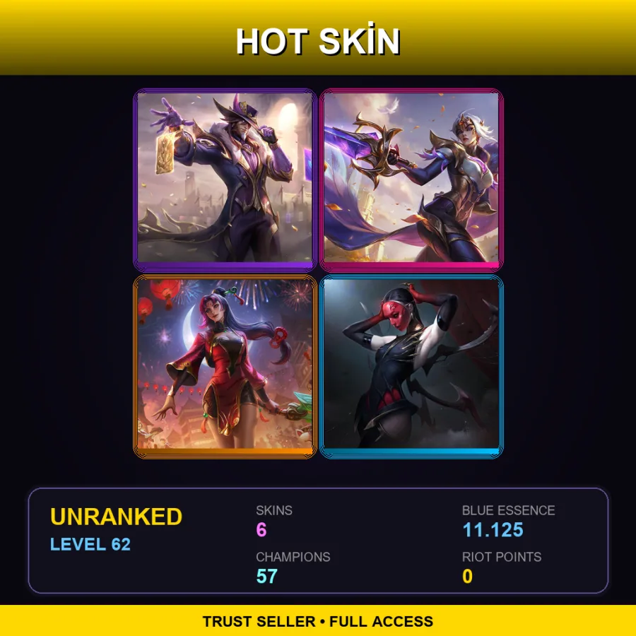 EUW | Lv62 | Unranked | 6 Skin | 57 Champ — Firecracker Diana