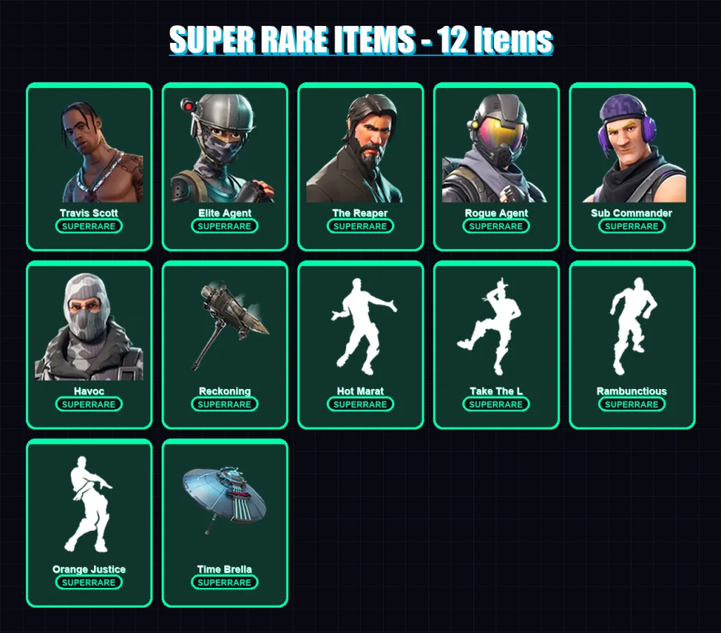 [PS4/PS5/XBOX/PC] | Travis Scott | Elite Agent | The Reaper | Rogue Agent | Sub Commander | 86 skin | 74 pickaxe | 85 emote | 88 glider | Lv1460