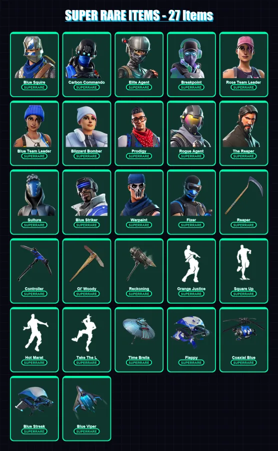 [PS4/PS5/XBOX/PC] | Blue Squire | Carbon Commando | Elite Agent | 172 skin | Lv1588