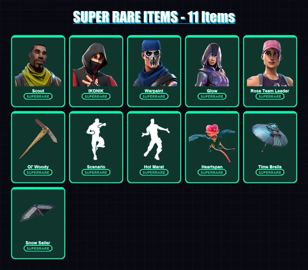 [PC/XBOX/PSN] | Scout | IKONIK | Warpaint | Glow | Rose Team Leader | 79 skin | 74 pickaxe | 80 emote | 75 glider | Lv799