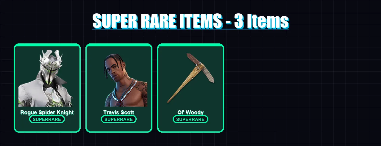 [PC/PSN] | Rogue Spider Knight | Travis Scott | Valeria | Joey | Deadpool | 153 skin | 208 pickaxe | 126 emote | 153 glider | Lv2587