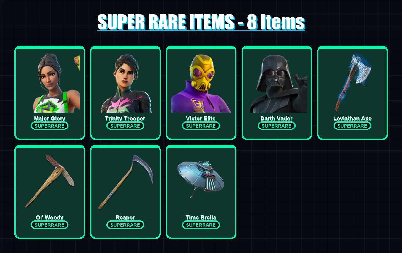 [PC/PSN] | Major Glory | Trinity Trooper | Victor Elite | Darth Vader | Kado Thorne | 197 skin | 219 pickaxe | 163 emote | 168 glider | Lv3725