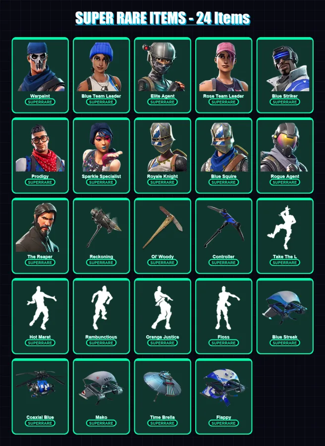 [PS4/PS5/XBOX/PC] | Warpaint | Blue Team Leader | Elite Agent | Rose Team Leader | Blue Striker | 80 skin | 73 pickaxe | 78 emote | 81 glider | Lv10