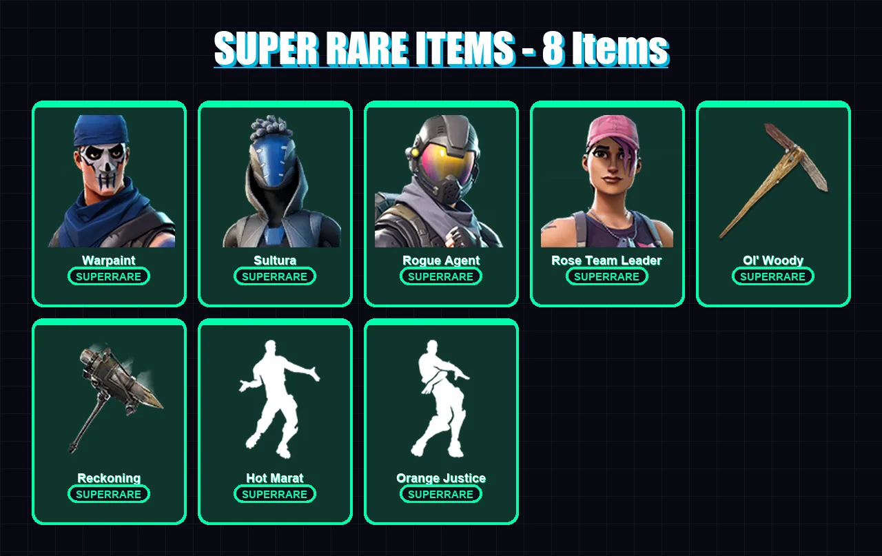 [PS4/PS5/XBOX/PC] | Warpaint | Sultura | Rogue Agent | Rose Team Leader | Ronin | 97 skin | 108 pickaxe | 95 emote | 100 glider | Lv1268 — Fortnite account