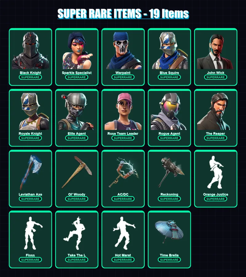 [PC/PSN] | Black Knight | Sparkle Specialist | Warpaint | Blue Squire | John Wick | 109 skin | 111 pickaxe | 104 emote | 105 glider | Lv1540
