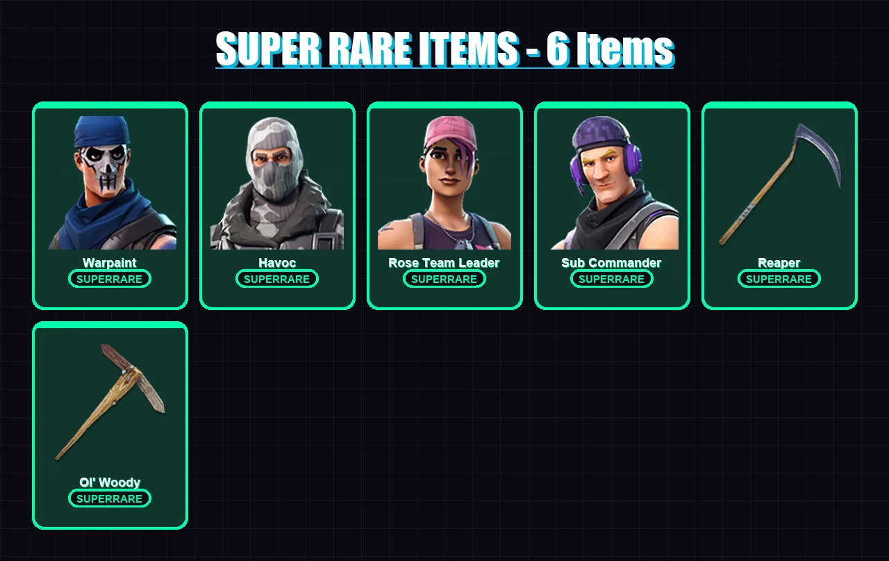 [PS4/PS5/XBOX/PC] | OG Skull Trooper | Warpaint | Havoc | Rose Team Leader | Sub Commander | 6 skin | 8 pickaxe | 3 emote | 8 glider | Lv40
