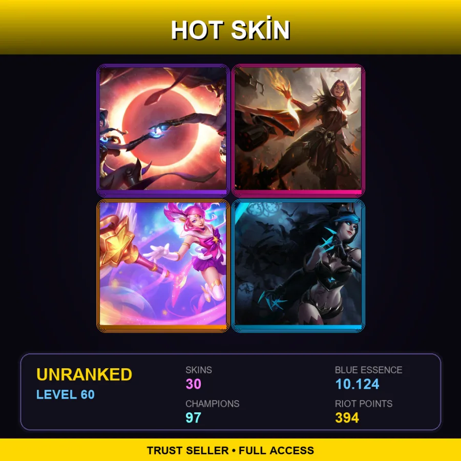 EUW | Lv60 | Unranked | 30 Skin | 97 Champ