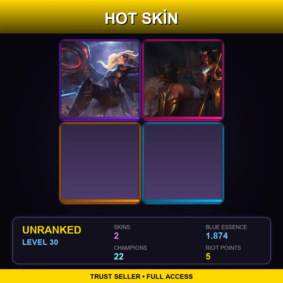 EUNE | Lv30 | Unranked | 2 Skin | 22 Champ — LoL account