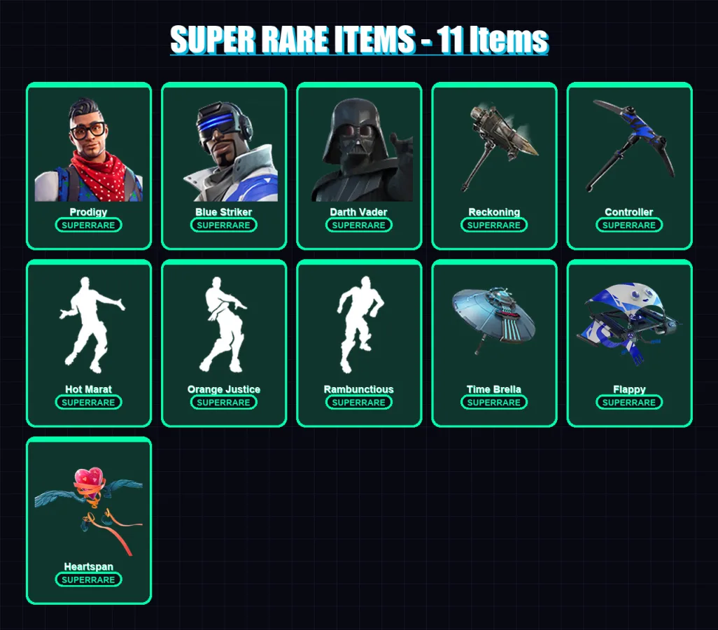 [PS4/PS5/XBOX/PC] | Prodigy | Blue Striker | Darth Vader | Deadpool | The Imagined | 135 skin | 160 pickaxe | 161 emote | 155 glider | Lv2430