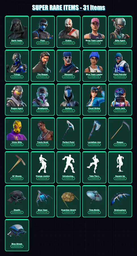[PS4/PS5/PC] | Darth Vader | Fixer | Kratos | Rose Team Leader | Elite Agent | 703 skin | 622 pickaxe | 458 emote | 364 glider | Lv5078