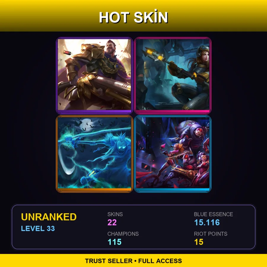 EUNE | Lv33 | Unranked | 22 Skin | 115 Champ