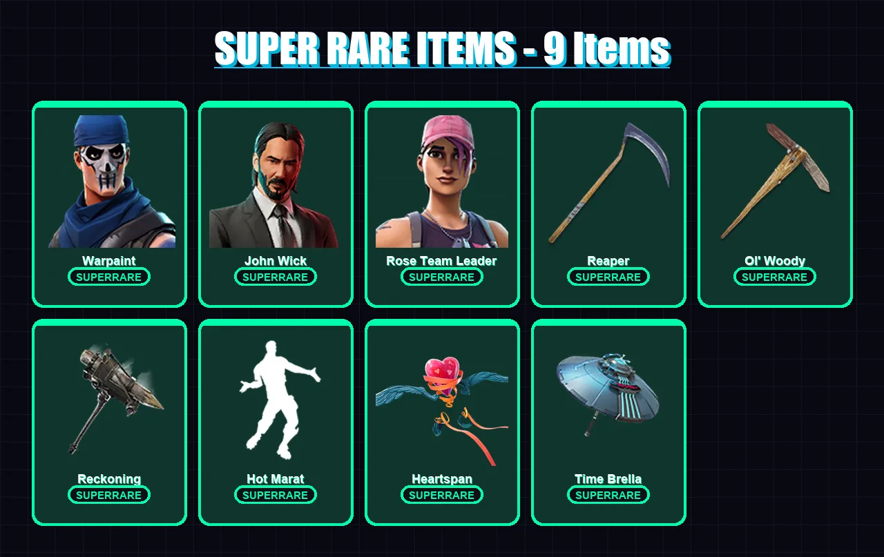 [PC] | Warpaint | John Wick | Rose Team Leader | Molten Valkyrie | Frozen Red Knight | 75 skin | 131 pickaxe | 98 emote | 111 glider | Lv1811 — Fortnite account