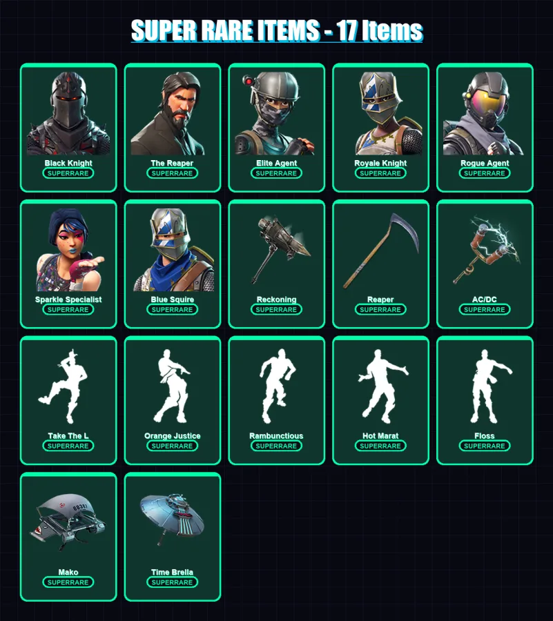 [PC/XBOX/PSN] | OG Skull Trooper | Black Knight | The Reaper | Elite Agent | Royale Knight | 170 skin | 150 pickaxe | 175 emote | 134 glider | Lv157