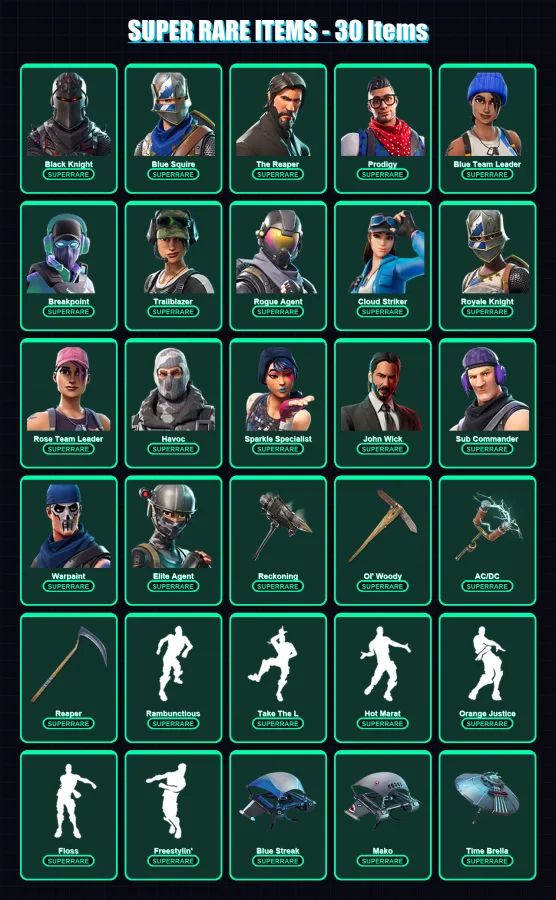 [PC/XBOX/PSN] | Black Knight | Blue Squire | The Reaper | Prodigy | Blue Team Leader | 166 skin | 132 pickaxe | 137 emote | 119 glider | Lv1728 — Fortnite account