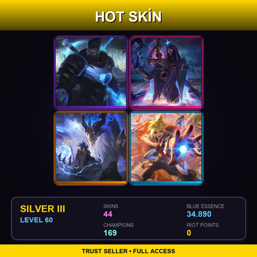 SG | Lv60 | Silver III | 44 Skin | 169 Champ — LoL account