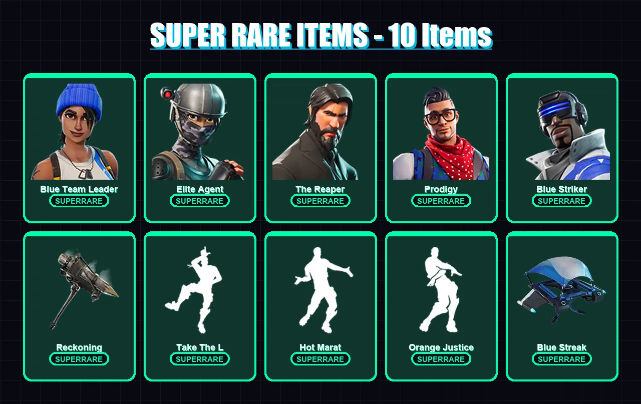 [PS4/PS5/XBOX/PC] | Blue Team Leader | Elite Agent | The Reaper | Prodigy | Blue Striker | 121 skin | 107 pickaxe | 110 emote | 94 glider | Lv1353