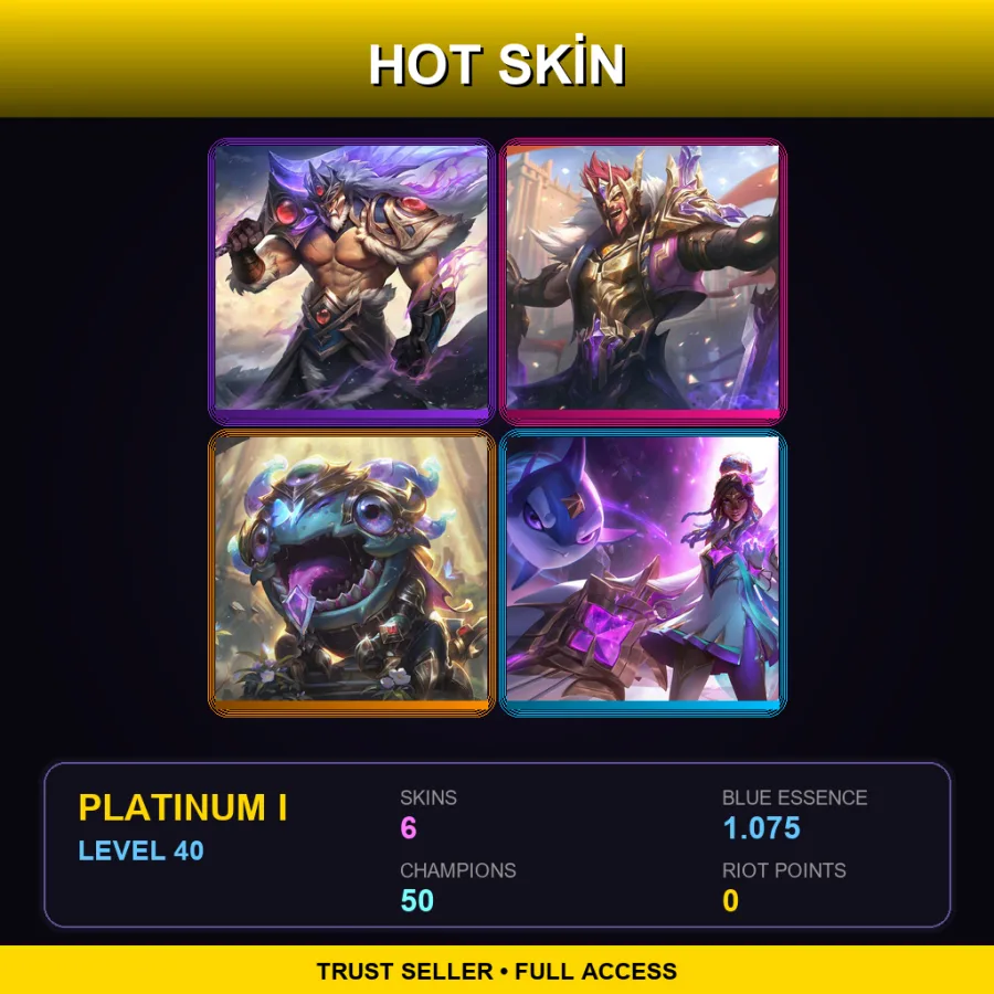 LAN | Lv40 | Platinum I | 6 Skin | 50 Champ