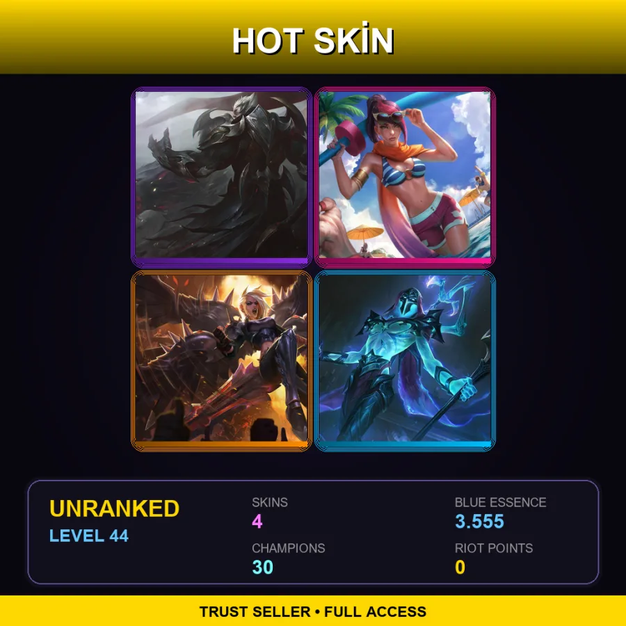 EUW | Lv44 | Unranked | 4 Skin | 30 Champ