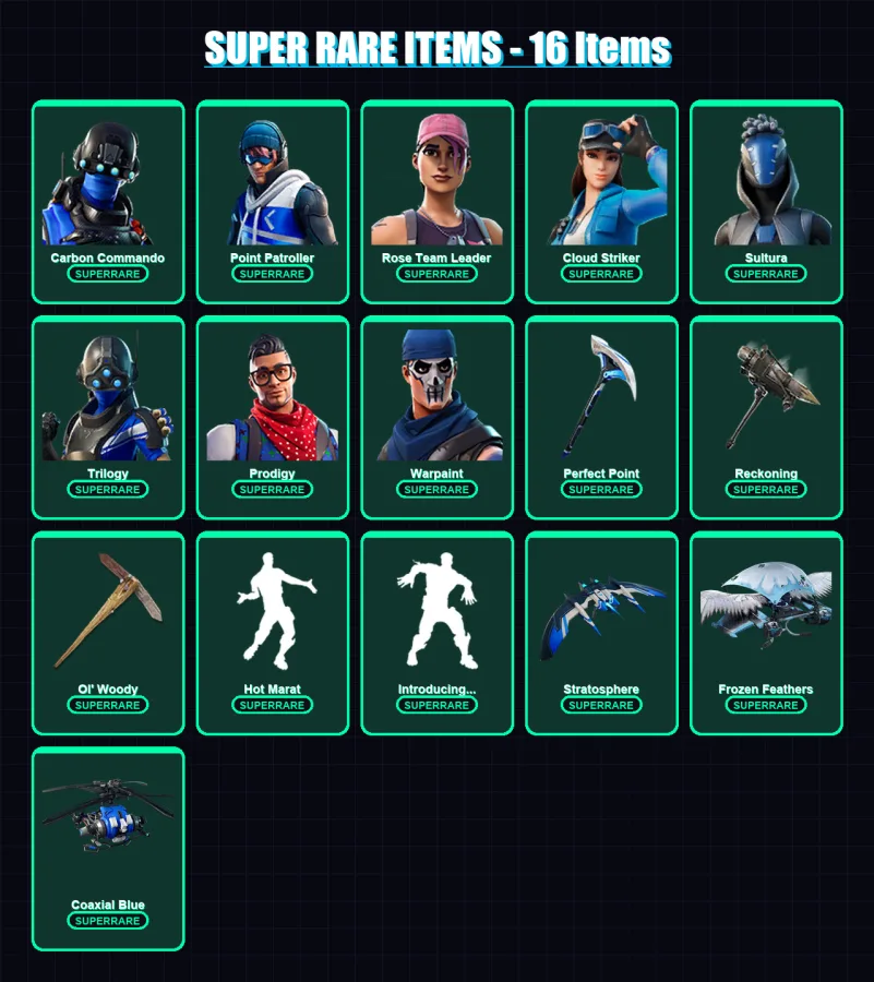 [SWITCH/XBOX/PC] | Carbon Commando | Point Patroller | Rose Team Leader | 62 skin | Lv806 — Fortnite account