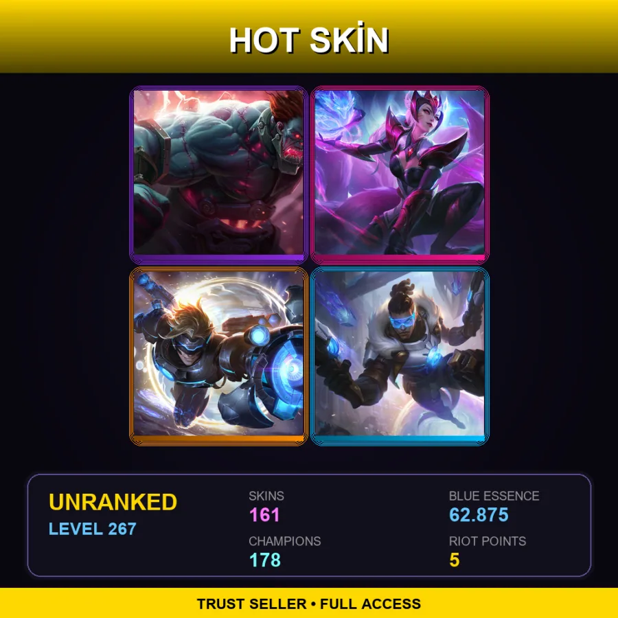 EUNE | Lv267 | Unranked | 161 Skin | 178 Champ